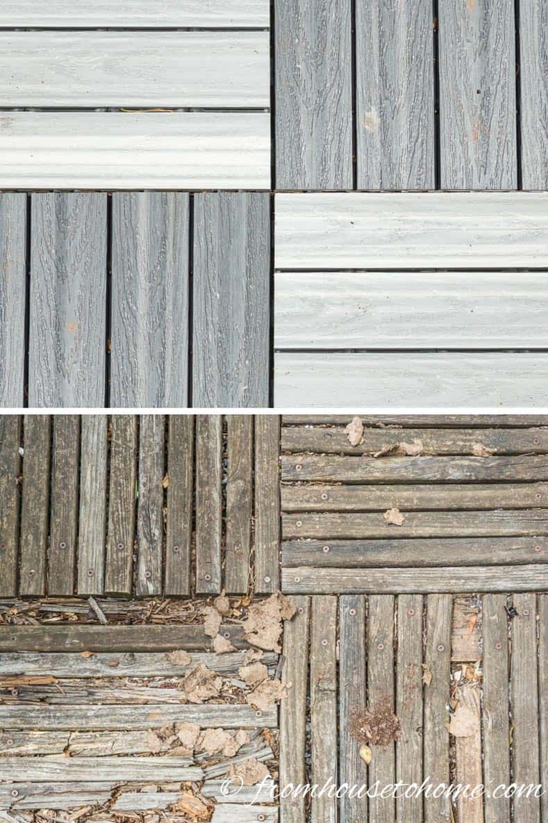 Resin deck tiles vs wood deck tiles after a few years
