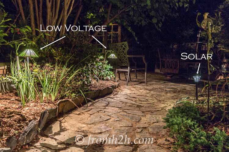 Low voltage lighting is generally brighter than solar lighting | 10 Beautiful Ways To Light Your Garden