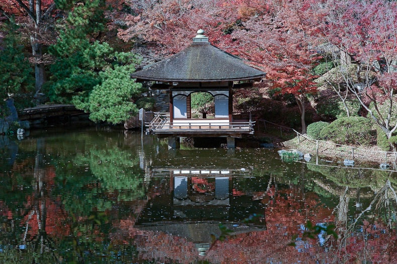 Japanese tea house over water