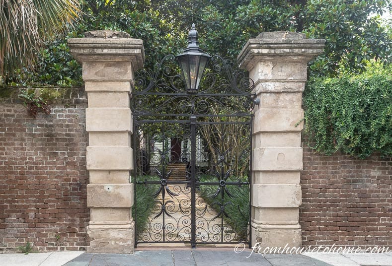 Wrought iron gate and columns in Charleston, SC