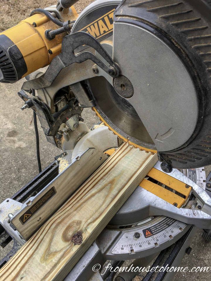 Miter saw cutting boards for the privacy screen frame