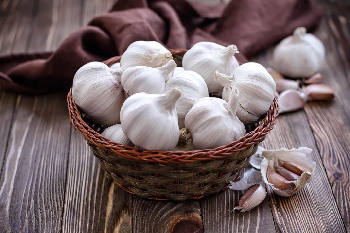 garlic heads in a basket