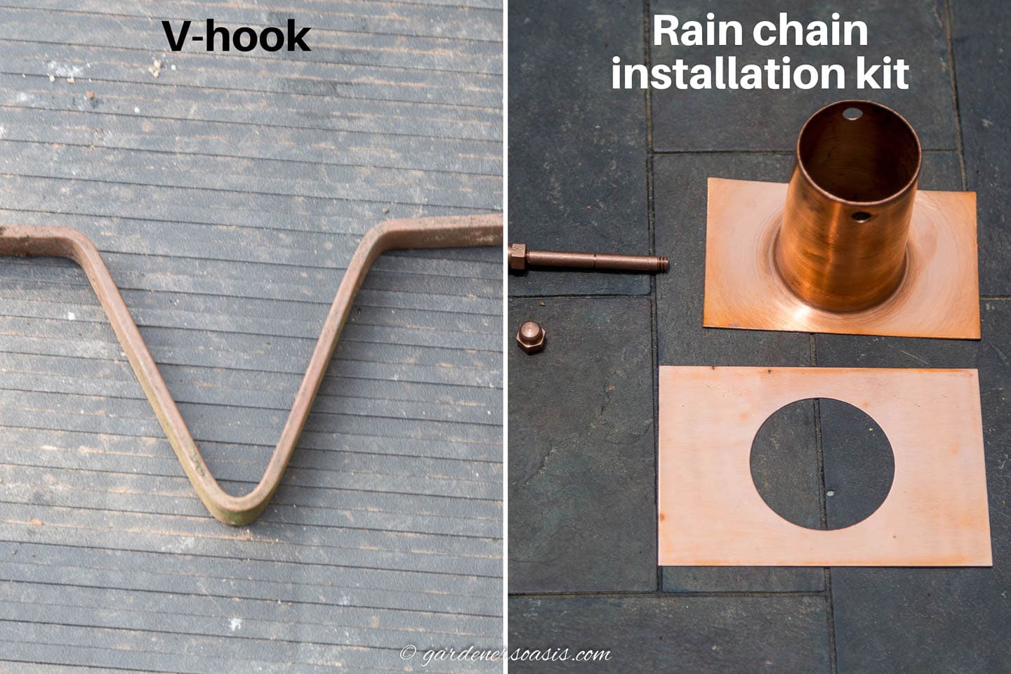 V-hook vs Rain chain installation kit