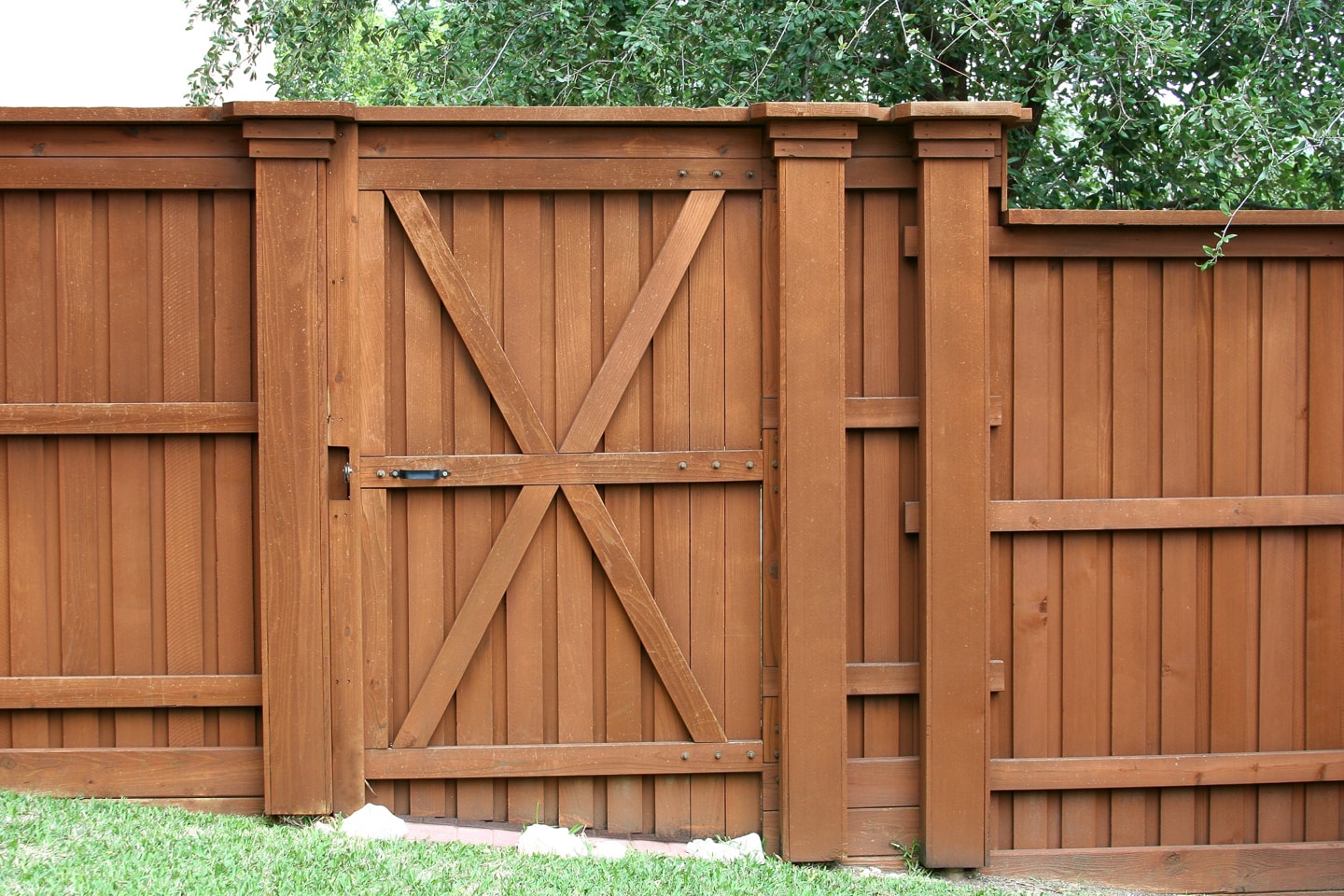 Solid wood cedar fence with matching gate