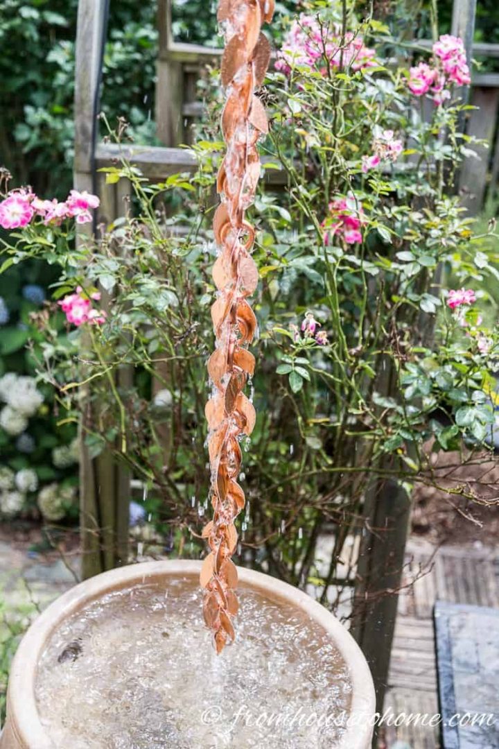 The installed rain chain