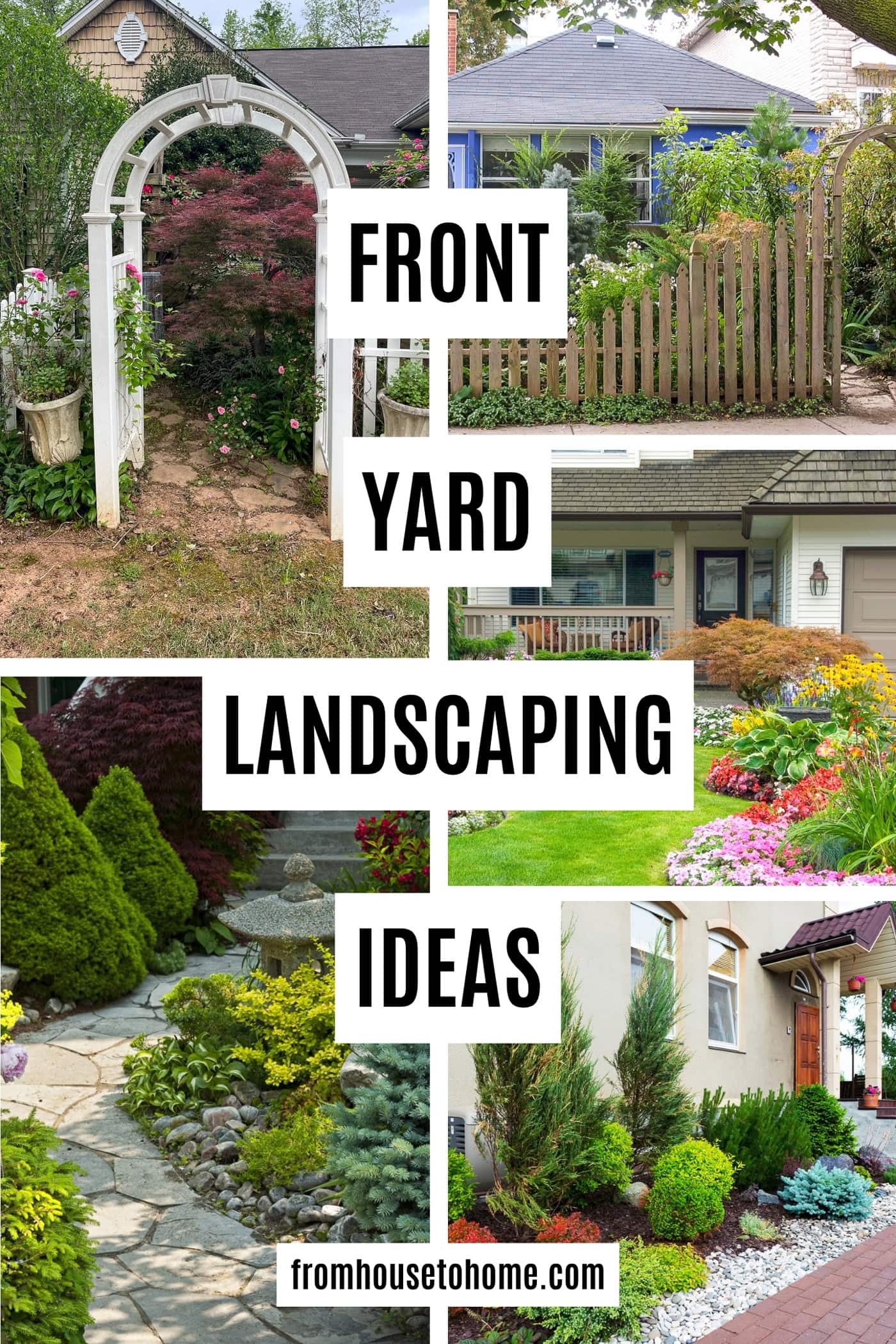 A collage of front yard landscaping ideas