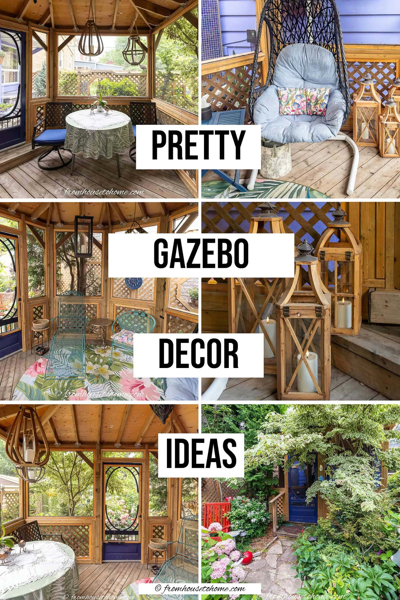 a collage of pretty gazebo decor ideas
